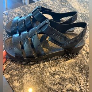 CROCS Black Jelly Sandals size J 6
